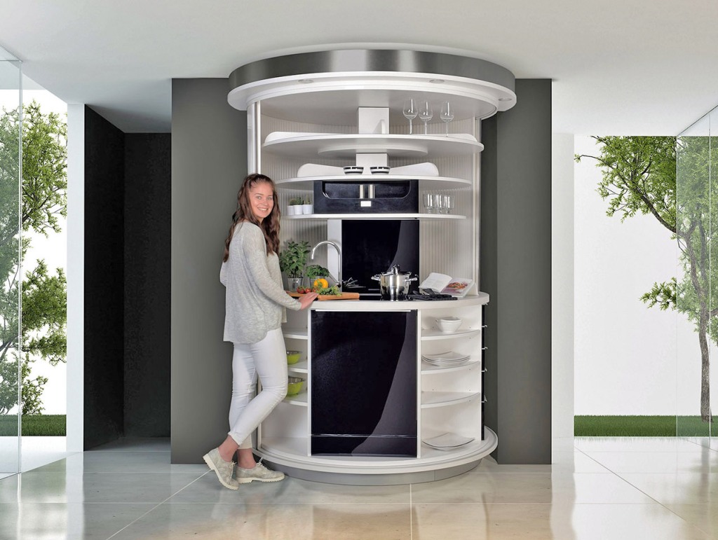 Rotating Circle Kitchen freestanding in room